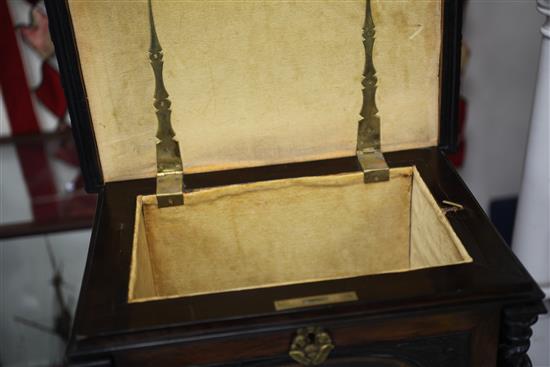A 19th century Flemish ebony and rosewood table top cabinet, 19.5in.